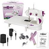Sew Mighty Mini Sewing Machine for Kids, Beginners, Travel & More- Portable, Battery Powered, use for Traveling, Quick Repairs, Small Projects & Children– Dual-Speed, AC & DC power, Foot Pedal & More