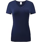 OThread & Co. Women's Short Sleeve T-Shirt Comfy V-Neck Shirts Basic Stretch Layer