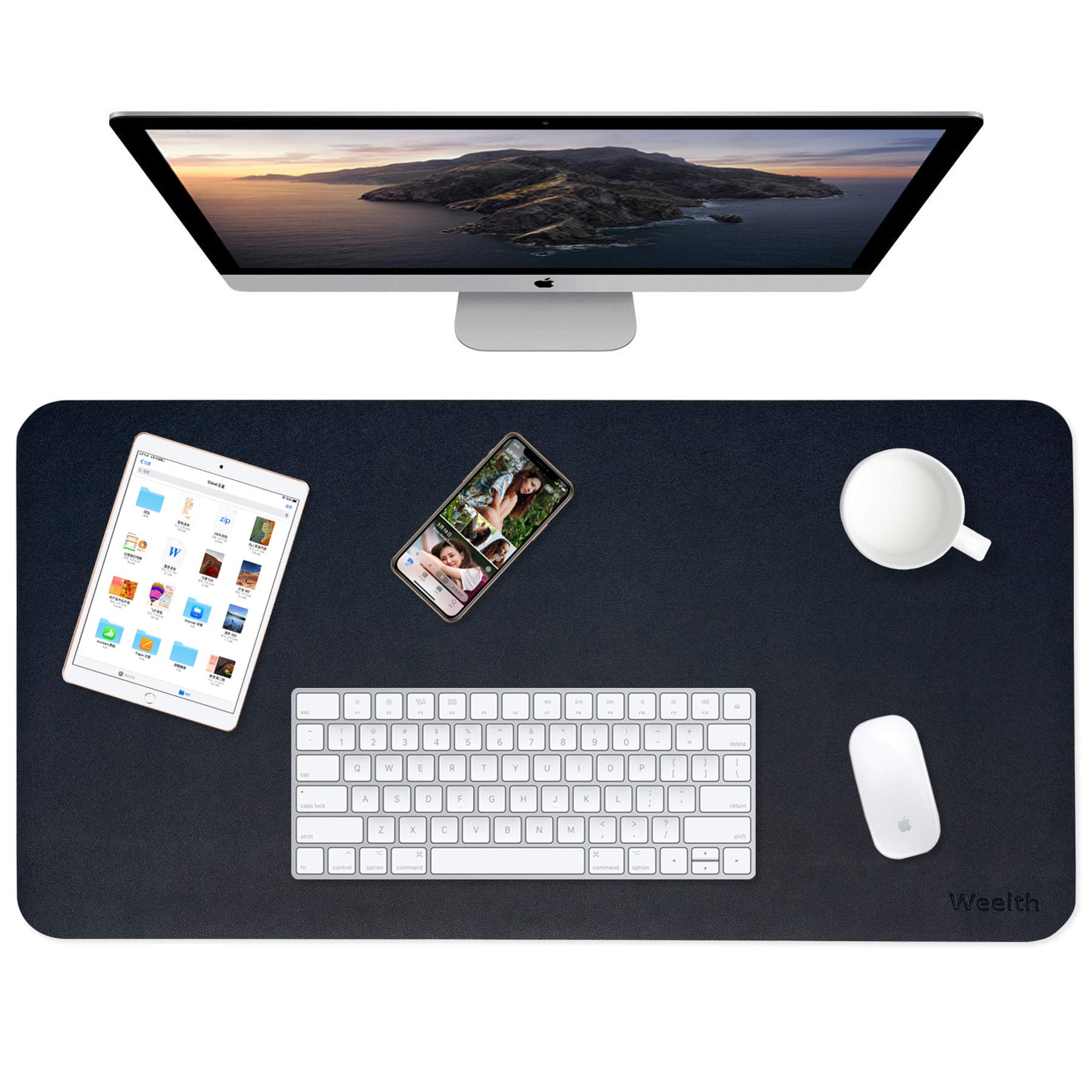 Weelth Multifunctional Waterproof PU Leather Desk Pad Double Sided Desk Pad for Office/Home