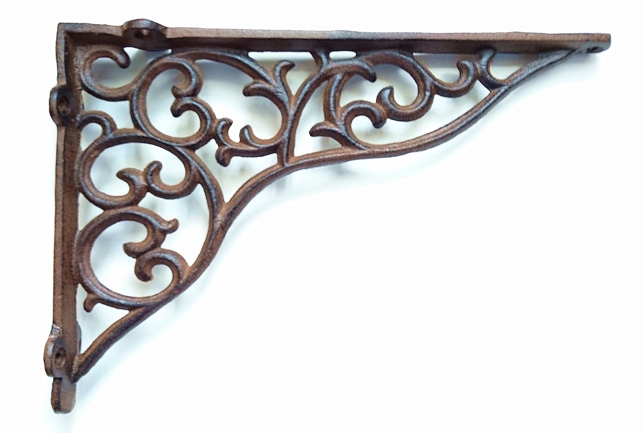 Spring life Cast Iron Ornate Shelf Bracket 27.5cm x 19cm in 3 colours (Brown)