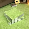 smabee Interlocking Carpet Shaggy Soft EVA Foam Mats Fluffy Area Rugs Protective Floor Tiles Exercise Play Mat for Children Kids Room Home Parlor Bedroom (12 pcs, Green)