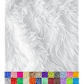 Barcelonetta | Faux Fur Fabric | Soft &amp; Plush | Costume, Upholstery, Decoration, Sewing Material | Fluffy, Fuzzy | Shaggy, Long Pile (White, 10" X 10")