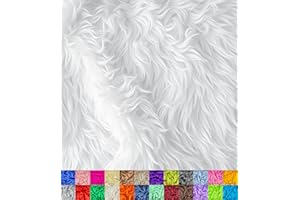 BARCELONETTA Faux Fur Fabric | Soft, Fluffy Craft Fur Fabric for Sewing, Upholstery, Costumes | 36" x 60" | Vegan Faux Fur, Material for DIY Projects, Plush Toys (White, One Yard)