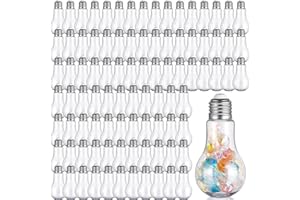 Juexica 108 Pieces Plastic Fillable Light Bulb Ornaments Clear Empty Lightbulb Containers Small Candy Bottles Drink Cups Decorative Jars for Crafts Gifts Party Favors 100 ml (Silver Cap)