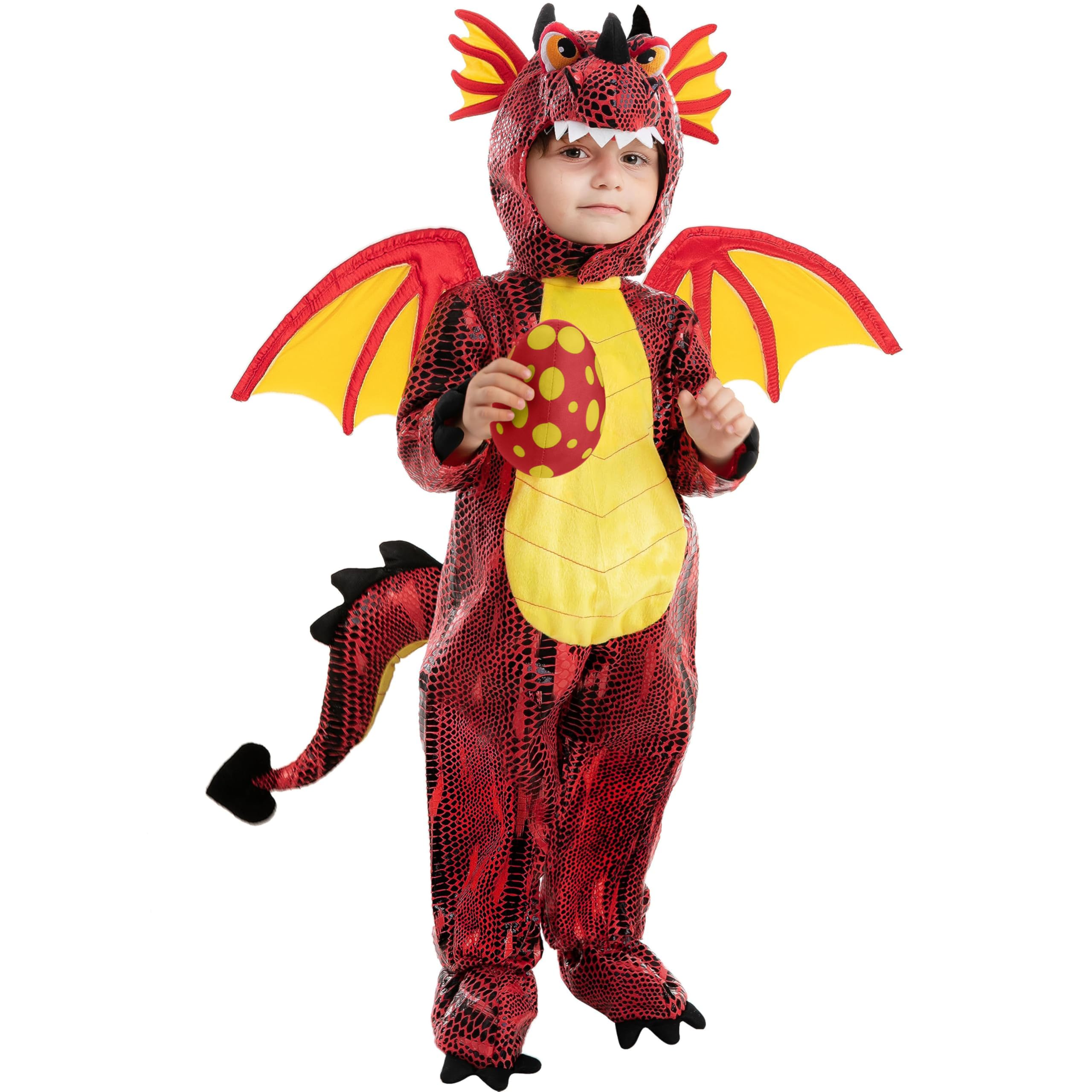 Spooktacular Creations Child Dragon Costume for Halloween Trick or Treating Dinosaur Dress-up Role Playing (Red) — image 1