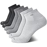 Calvin Klein Mens Quarter Socks - 6 Pack Cushioned Mini Crew Athletic Socks for Men, Ideal for Running, Sport, and Hiking
