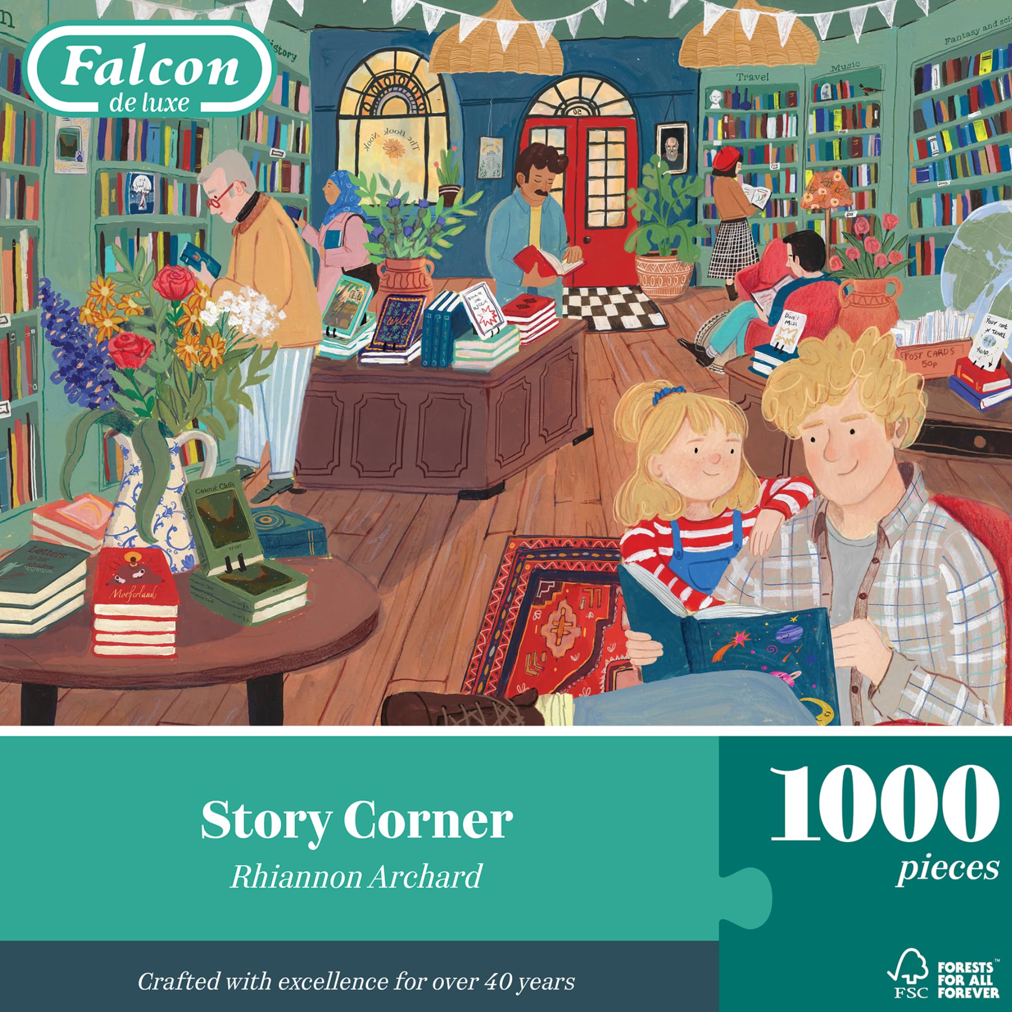 Falcon Story Corner - 1000 Piece Jigsaw Puzzle for Adults - 1000Pc Adult Puzzles - Beautifully Illustrated Large Jigsaws & Fun Activity for Home, Rainy Days, Birthday Jumbo