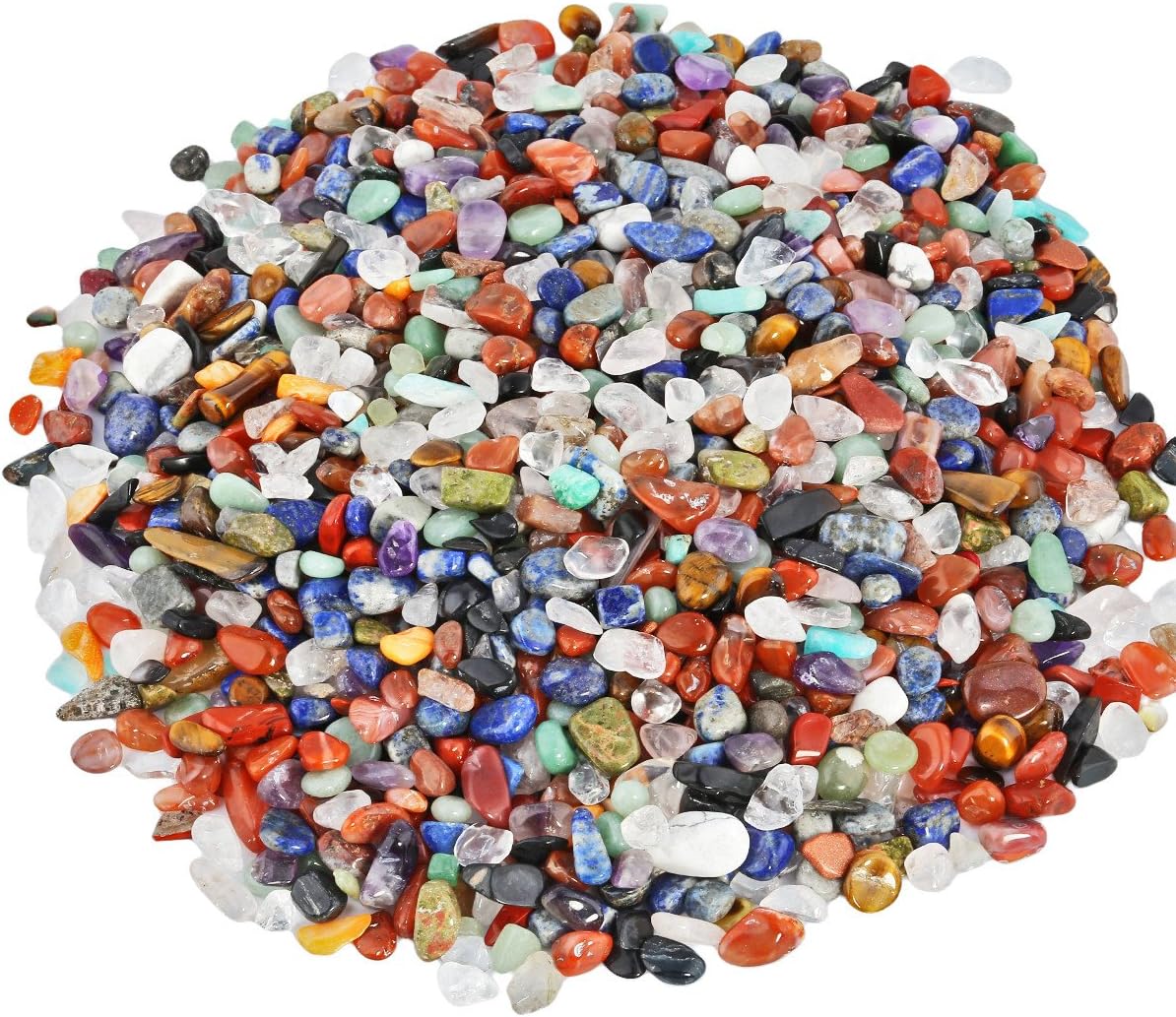 Indoor Fountains & Accessories - SUNYIK Assorted Tumbled Chips Stone Crushed Crystal Quartz Pieces Irregular Shaped Stones 1pound(About 460 Gram)