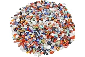 SUNYIK Assorted Tumbled Chips Stone Crushed Crystal Quartz Pieces Irregular Shaped Stones 1pound(About 460 gram)