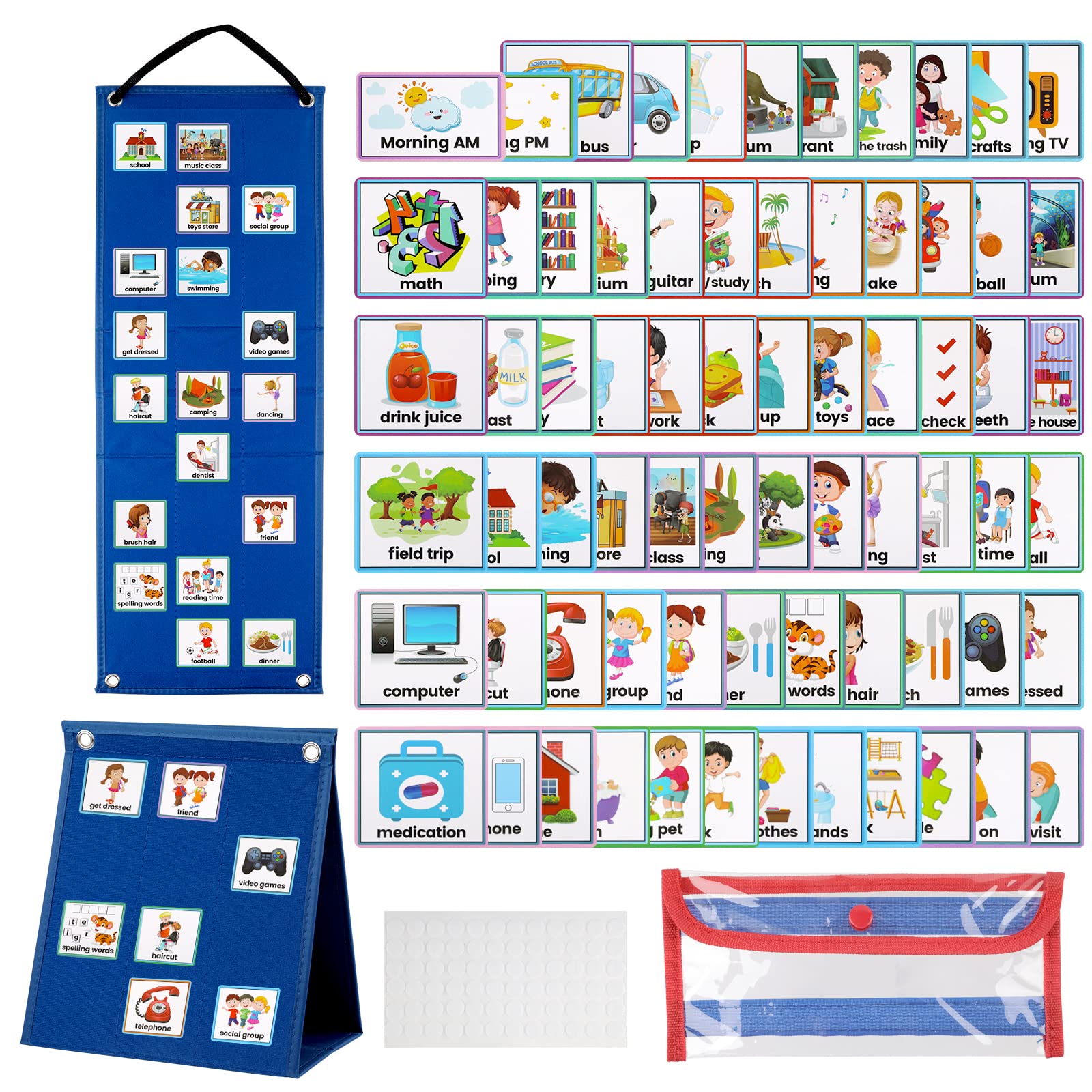 Visual Timetable, Children Visual Now and Next Board Learning Aids Tool with 70 Picture Cards To Support Communication, Daily Routine Chart for Speech and Language, ASD, Autism, Preschool — image 1