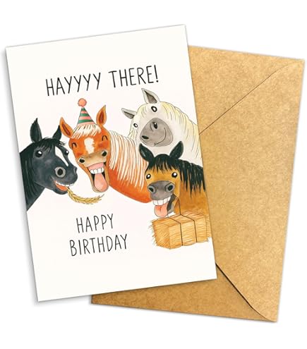 Funny Horse Birthday Cards For Coworker - Hay There Happy Birthday - Custom Birthday Card Funny - View #8