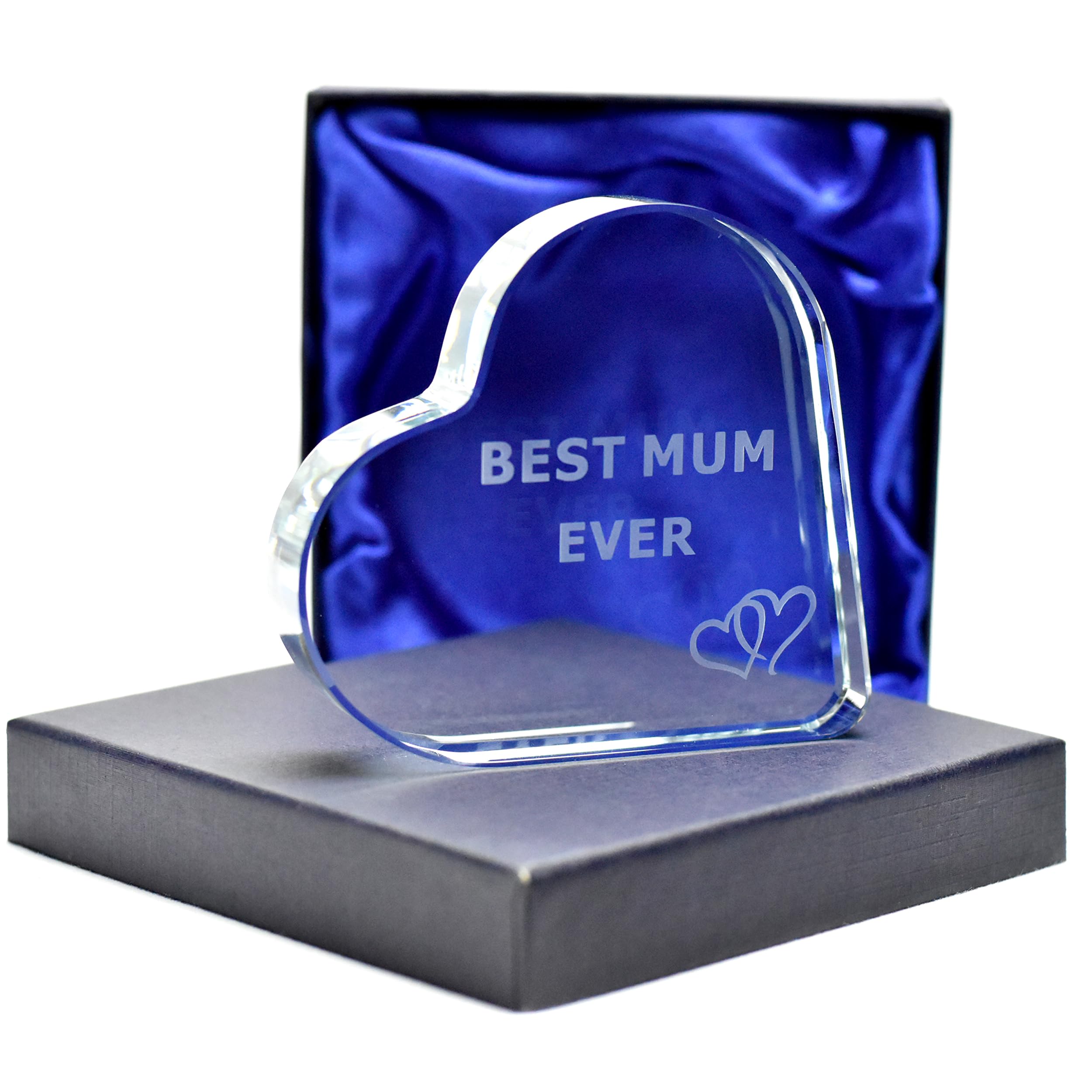 LT Gift for Mum, Glass Heart Plaque Present from Daughter and Son