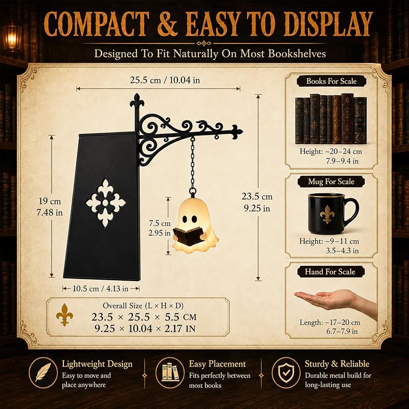 2 pièces Lampe Halloween, Lampes de Livres pour étagère