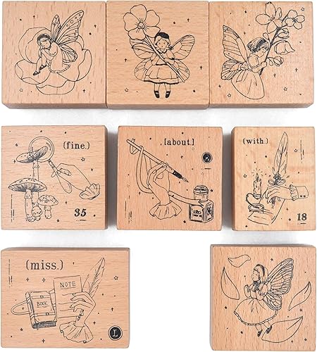 Amazon Missorange 木製ゴム印セット 花の妖精 書き込み クリエイティブスタンプセット クラフトカード スクラップブッキング 手帳用 8個セットm 84 スタンプ 文房具 オフィス用品