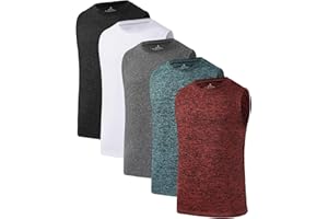 Star Vibe 5 Pack Boys Tank Tops Dry-Fit, Moisture Wicking Active Athletic Shirts Sleeveless Performance T-Shirts for Kids