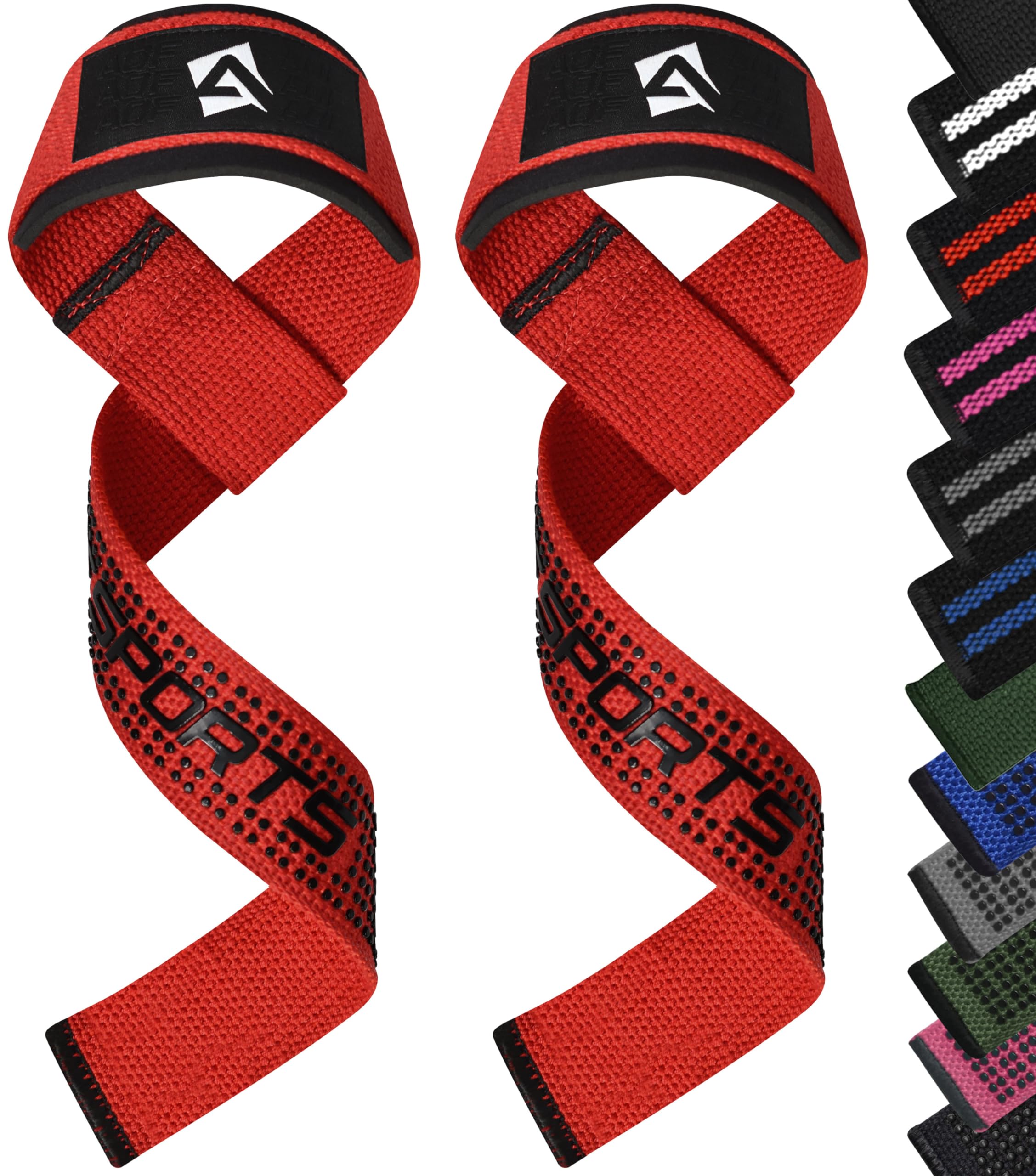 AQF Weight Lifting Straps, 100% Cotton Gym Wrist Straps, 60CM Heavy Duty Lifting Straps with 5MM Neoprene Padding, Non-Slip Advanced Gel Grip, Ideal for Deadlifts Strength Training — image 1