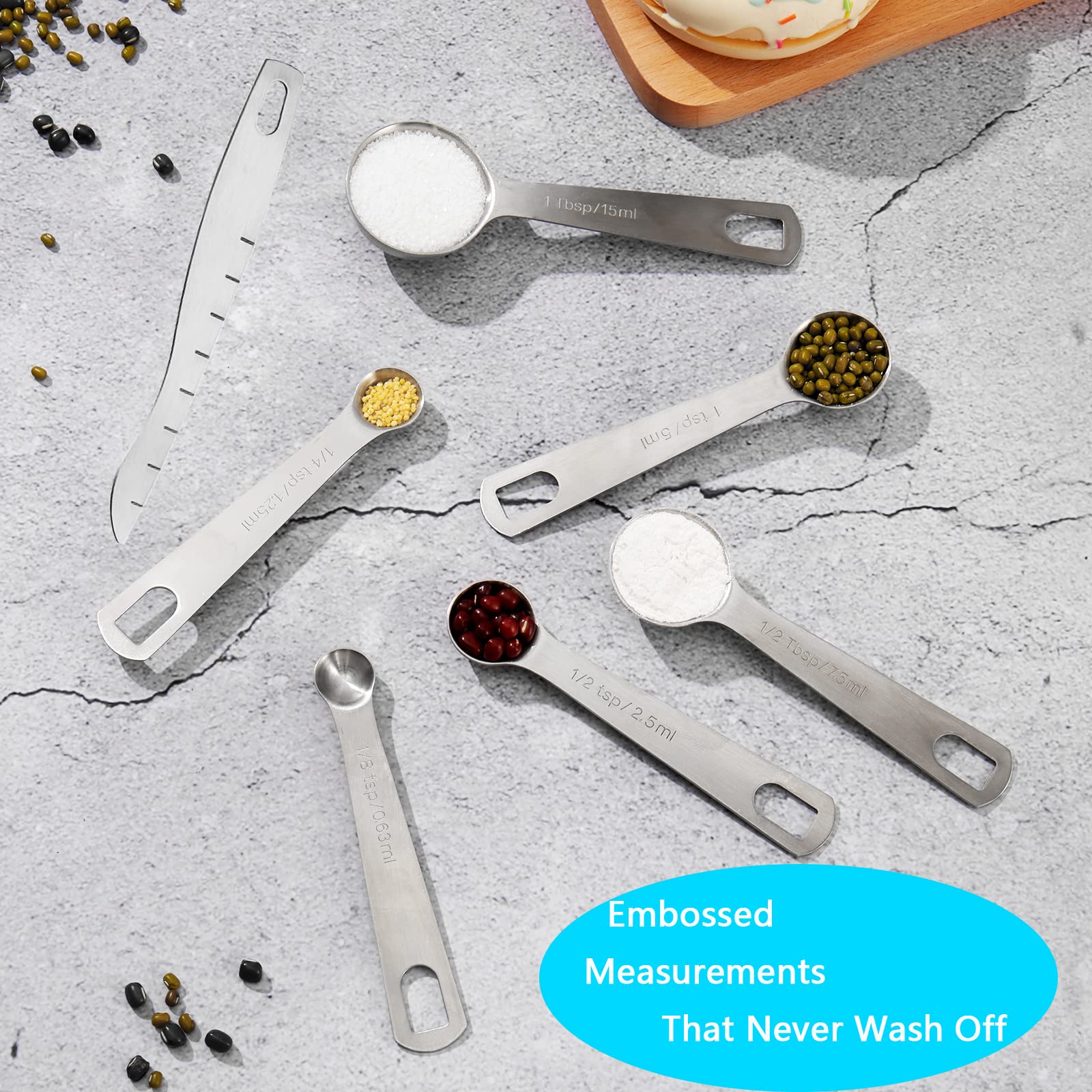 20-Piece Measuring Cups and Spoons Set, Nesting Stainless Steel Measuring Cups Spoons with Plastic Measuring Cup for Dry and Liquid Ingredients, Kitchen Cooking & Baking Gadgets