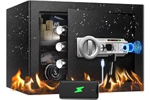 VaultHex Biometric Fingerprint Safe for Home – 1.3 CuFt Security Box with Dual Unlock Mode, Alarm System, Silent Keypad, USB-