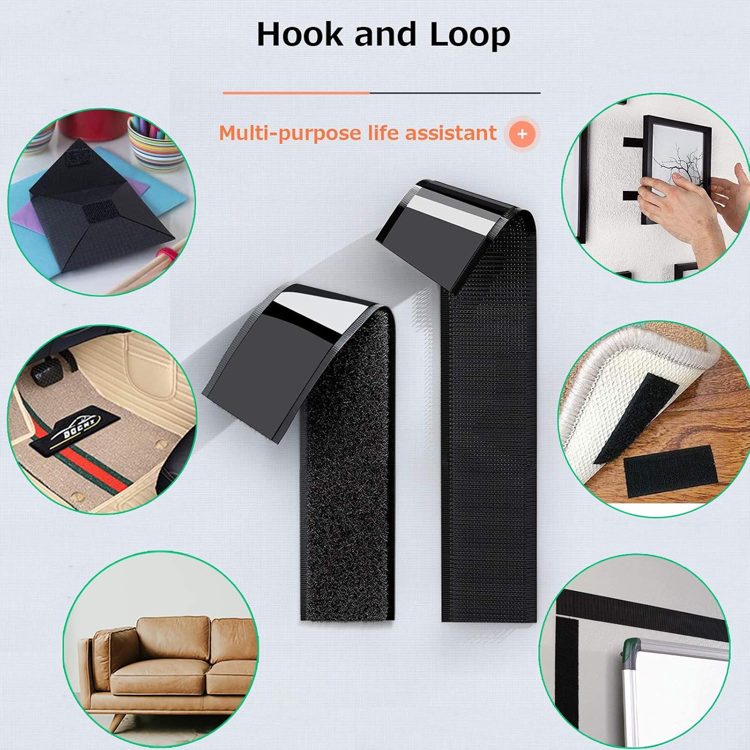 TEUVO Hook and Loop Tape with Adhesive for DIY 11CM Wide and 2M Long Self Adhesive Tape for Fixing Organizing and Joining Objects Around Home and Office - Image 4
