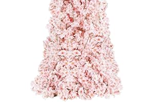 Sunm Boutique 4-Pack 23.6 Ft Cherry Blossom Garland Cherry Blossom Hanging Vine Silk Sakura Vines Garland for Wedding Party Decor, Pink
