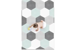 ANFURI Soft Non-Toxic 38 Tiles Foam Baby Play Mat | Hexagon | Extra Thick | Jigsaw Interlocking | Comfortable EVA | Waterproof Floor Mats for Kids&Toddler, Crawling | Playing | Gym | Nursery 6ft x 4ft