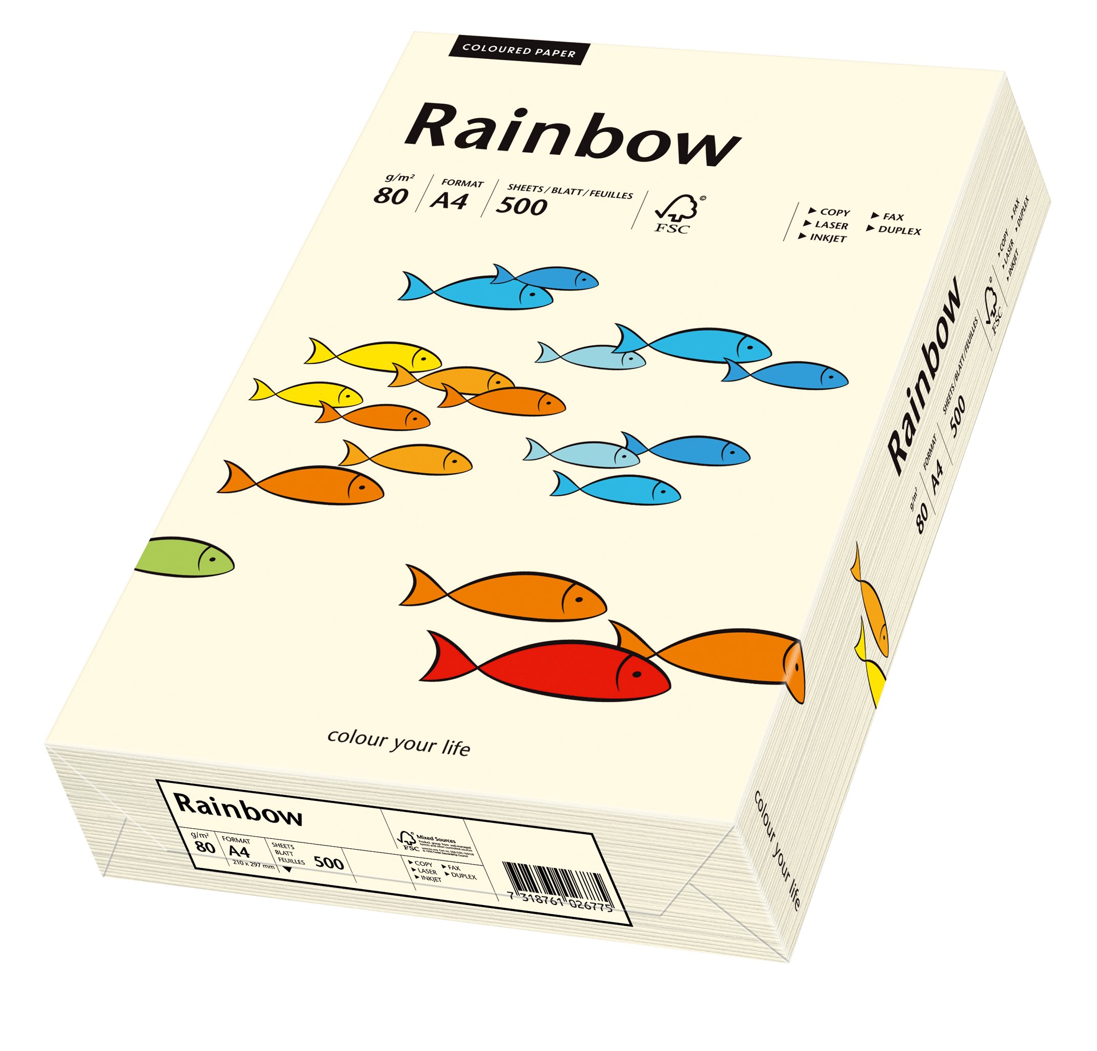 Schneidersöhne 88042249, Multi-Purpose Paper Rainbow, Coloured Paper, A 4, 80 g/m2, 500 Sheets, Light Fawn