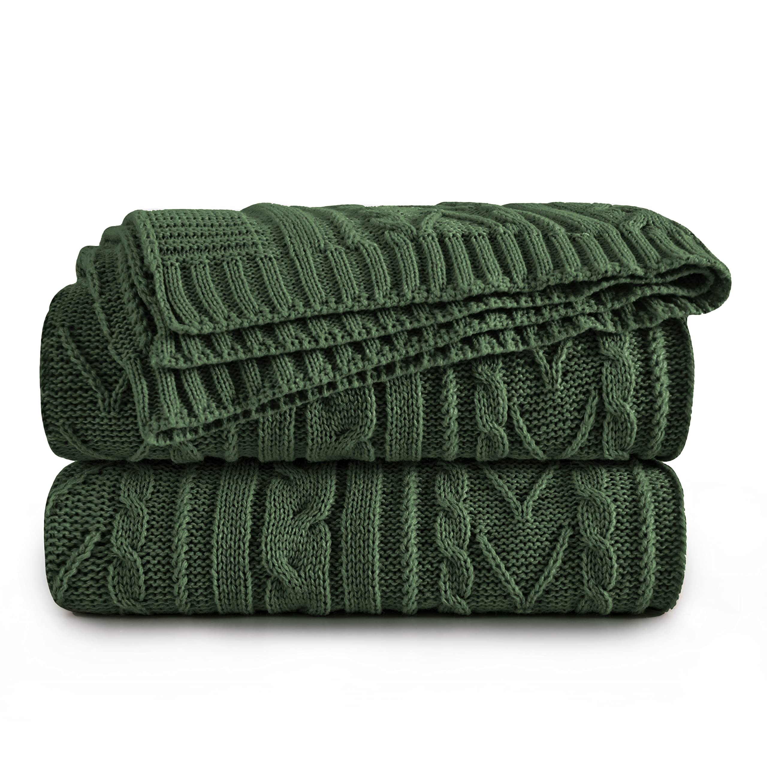 Photo 1 of Aormenzy Green Cable Knit Throw Blanket Oversized 60" x 80" Super Soft Comfy Knitted Blanket for Couch Bed Sofa, Twin Size