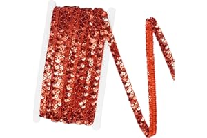 levylisa Lace Trim 14 Yards Sequin Metallic Braid Trim Bling Wrap Ribbon for Garment Accessories Costume Jewelry Crafts Sewing (Red)
