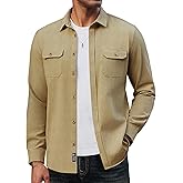 PJ PAUL JONES Mens Casual Shacket Cotton Twill Lightweight Jackets Button Down Shirt Jacket with Pockets