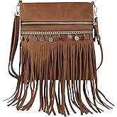 Laxeqohck Women's Fringe Crossbody Bag, Vegan Leather Purse with Detachable Strap, Boho Handbag for Concert & Daily Use