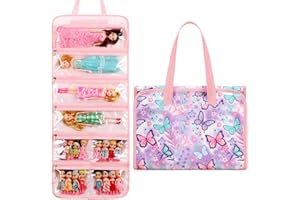 OCTSKY Toy Dolls Storage Bag Tote Carrying Case Compatible with LOL Surprise Toys Dolls Omg, Hanging Organizer Storage Bag with 8 Clear Window Pockets, Bag Only (03-Butterfly Purple)