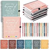 Resurhang 48 Pcs/24 Set Employee Appreciation Gift for Coworkers Staff Teacher Positive A6 Spiral Journal Notebook with Pen Office for Team Group(Fresh Color,May You)