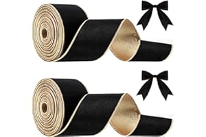 Lyrow 2 Rolls Christmas Velvet Ribbon 2.5 Inches Velvet Satin Vintage Wide Wired Edge Wrapping Ribbon for Wreath Making and DIY Crafts Wedding Decorating Xmas Gift Wrapping Bow(20 Yards,Black)