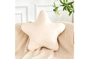 XVTRU Beige Star Throw Pillow, Cute Star Pillow Room Decor, Soft 14.9" Star Shaped Decorative Throw Pillow for Bedroom, Star Plush Floor Cushions Pillows