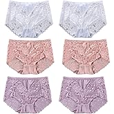 Cinvik Sexy High Waisted Underwear for Women Plus Size Briefs Breathable Lace Panties High Waisted Cheekster Granny Panties