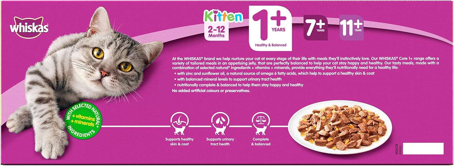 Whiskas Wet Cat Food Pouches, Delicious and Tasty Poultry Selection in Jelly, Suitable for Adult Cats Aged 1+, (40 x 100 g) - Image 4