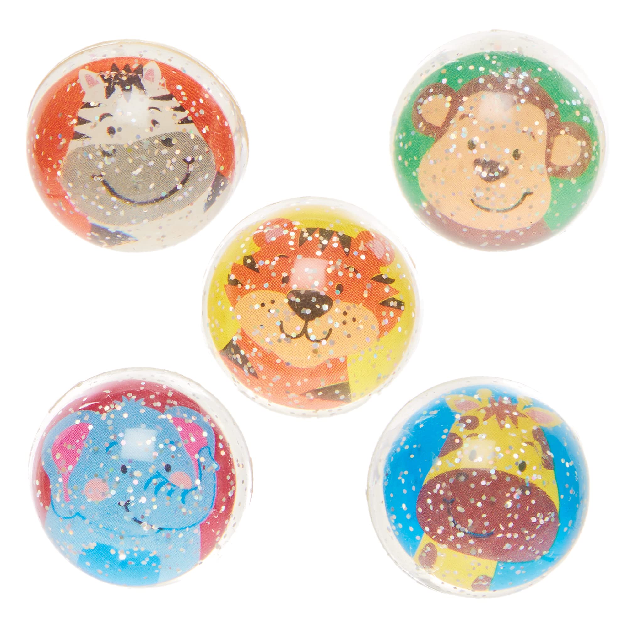 Baker Ross FX656 Jungle Chums Glitter Jet Balls - Pack of 10, Party Bag Fillers for Kids