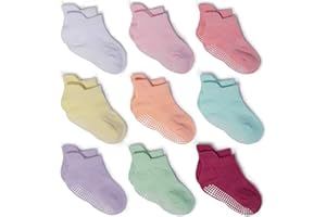Zaples Baby Non Slip Grip Ankle Socks with Non Skid Soles for Infants Toddlers Kids Boys Girls