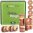 ecoKiwi Cedar Blocks for Clothes Storage - 55 Pack Cedar Rings - 100% Natural Aromatic Cedar for Closets & Drawers - Red Cedarwood Oil Scented Chips with Sandpaper - Cedar Planks Freshener Deodorizer