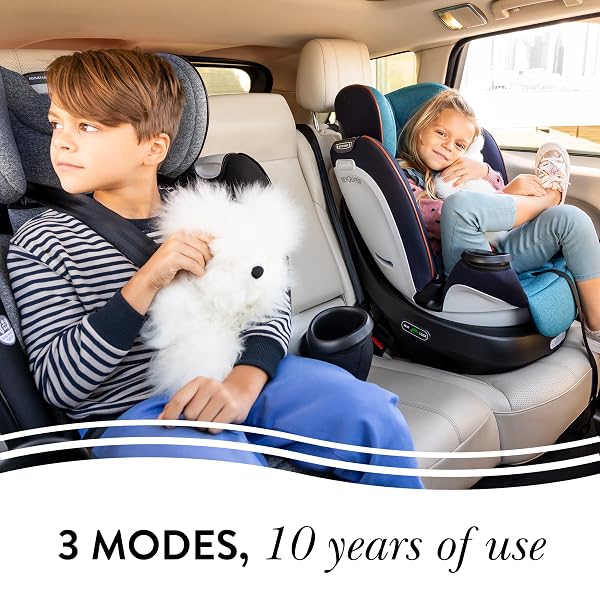 EVENFLO REVOLVE360 EXTEND CONVERTIBLE CAR SEAT WITH 360 DEGREE ROTATION, EXTENDED REAR-FACING, FORWARD-FACING, BOOSTER MODE, AND SECURE LATCH INSTALL, AINSLEY