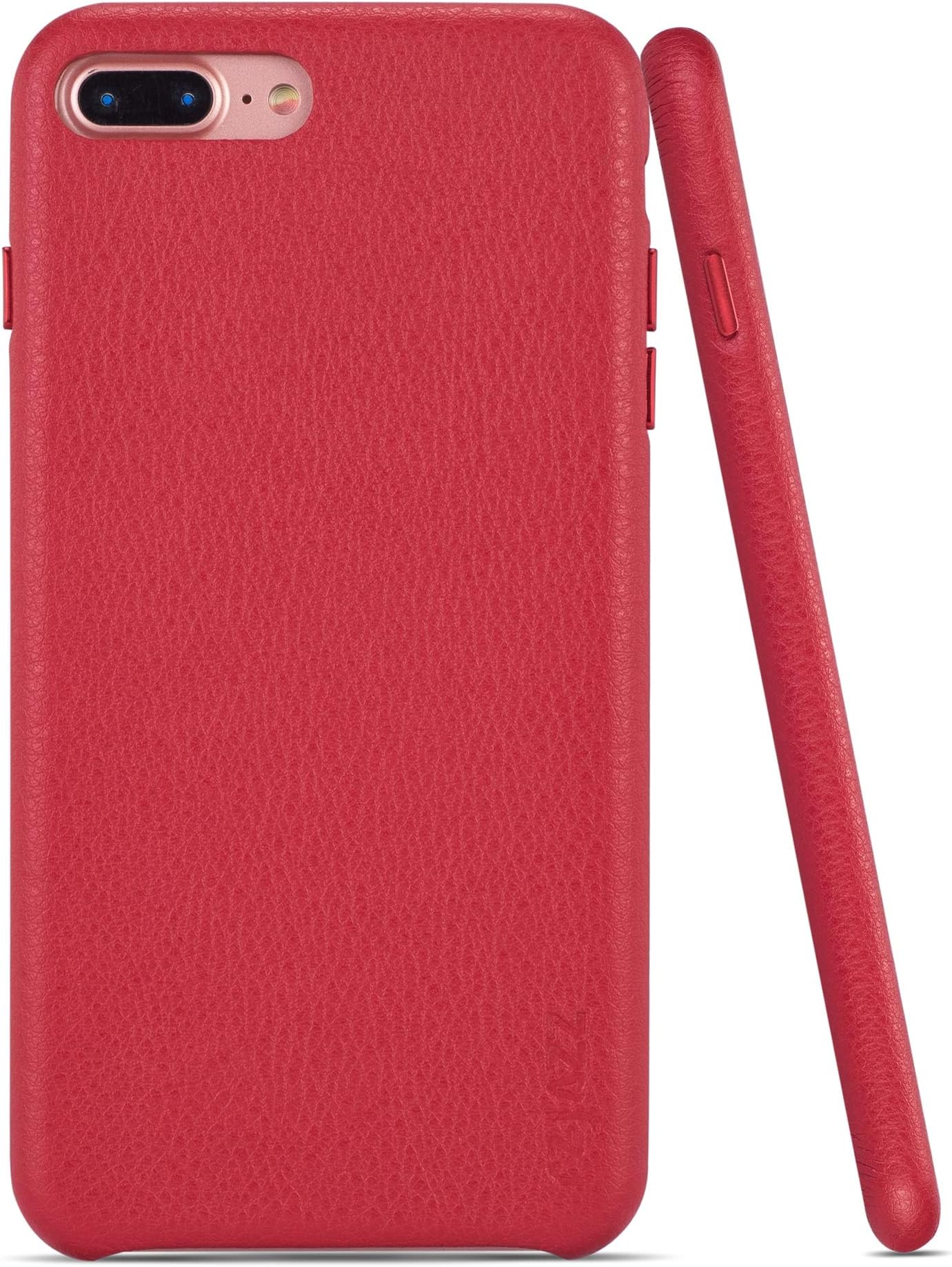 rejazz iPhone 7 Plus Case iPhone 8 Plus Case Anti-Scratch iPhone 7 Plus Cover iPhone 8 Plus Cover Genuine Leather Apple iPhone Cases for iPhone 7/8 Plus (5.5 Inch) (Brown)(Red)