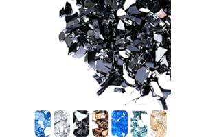 Hisencn 20 lbs Fire Pit Glass - 1/2 Inch Reflective Black Fire Glass for Fire Pits, Fireplaces & Fire Tables, Durable Fireplace Rocks for Indoor & Outdoor, Adding Style and Ambiance