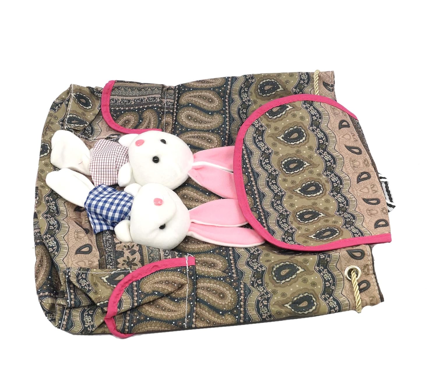 nisun women's canvas backpack with teddy, 12x6x15 inches (multicolour, college bag with teddy)