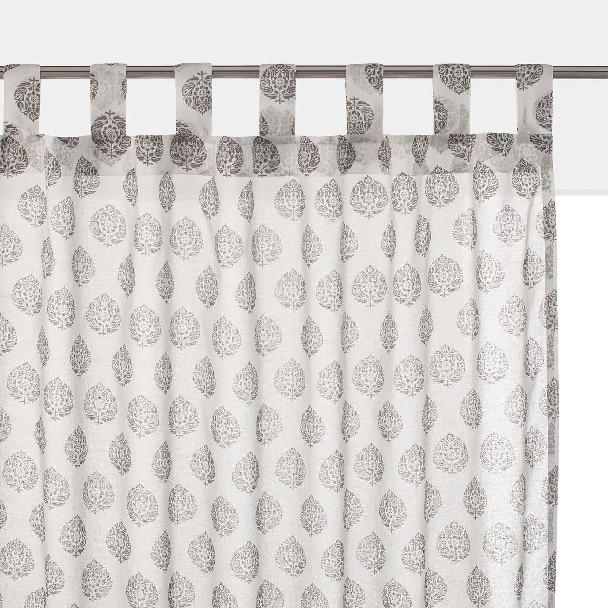 La Redoute Interieurs Lambi Tab Top Cotton Curtain Grey Size 180 X