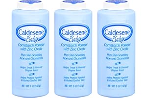 Caldesene Cornstarch Baby Powder with Zinc Oxide, Talc-Free Baby Powder, 5 Oz (3 Pack)