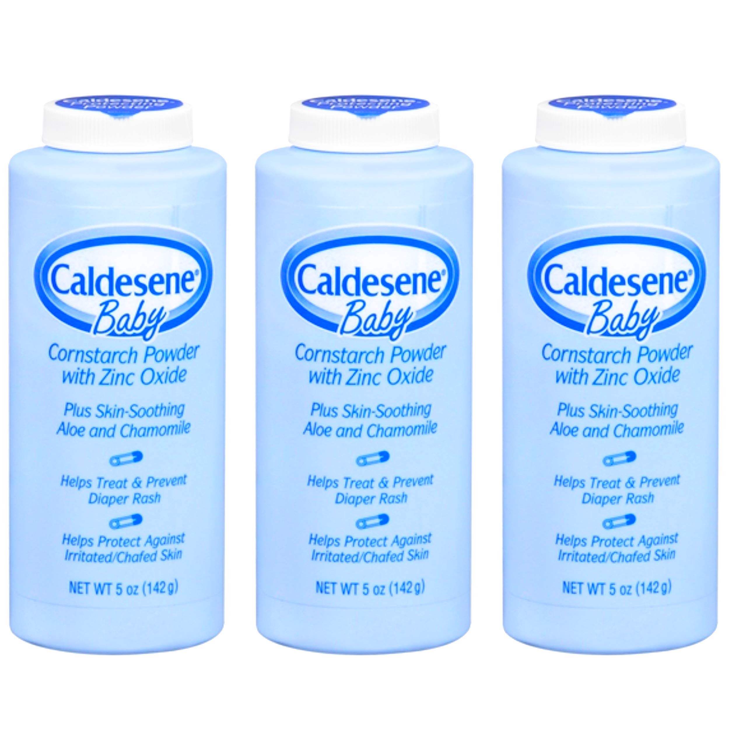 Caldesene Cornstarch Baby Powder with Zinc Oxide, Talc-Free Baby Powder, 5 Oz (3 Pack)