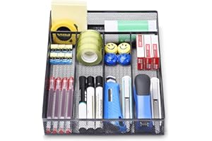 Office Drawer Organizer, 5 Compartments Desk Drawer Organizer Tray for Storage Office Supplies, Art Supplies, Stationery, Bla