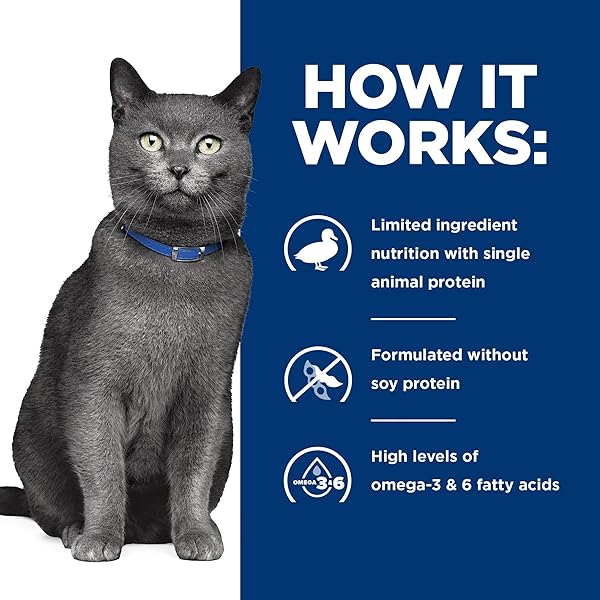 HILL’S PRESCRIPTION DIET D/D FOOD SENSITIVITIES DUCK & GREEN PEA FORMULA DRY CAT FOOD, VETERINARY DIET, 3.5 LB. BAG