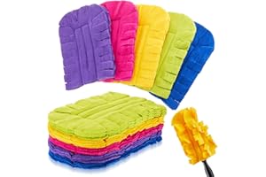 Zubebe 12 Pcs Duster Refill Reusable Fleece Duster Refills Feather Flat Dusters Multi Surface Washable Cleaning Pads Tools for Home, Blinds, Car, Pet, Furniture, Fans (Dark Color)