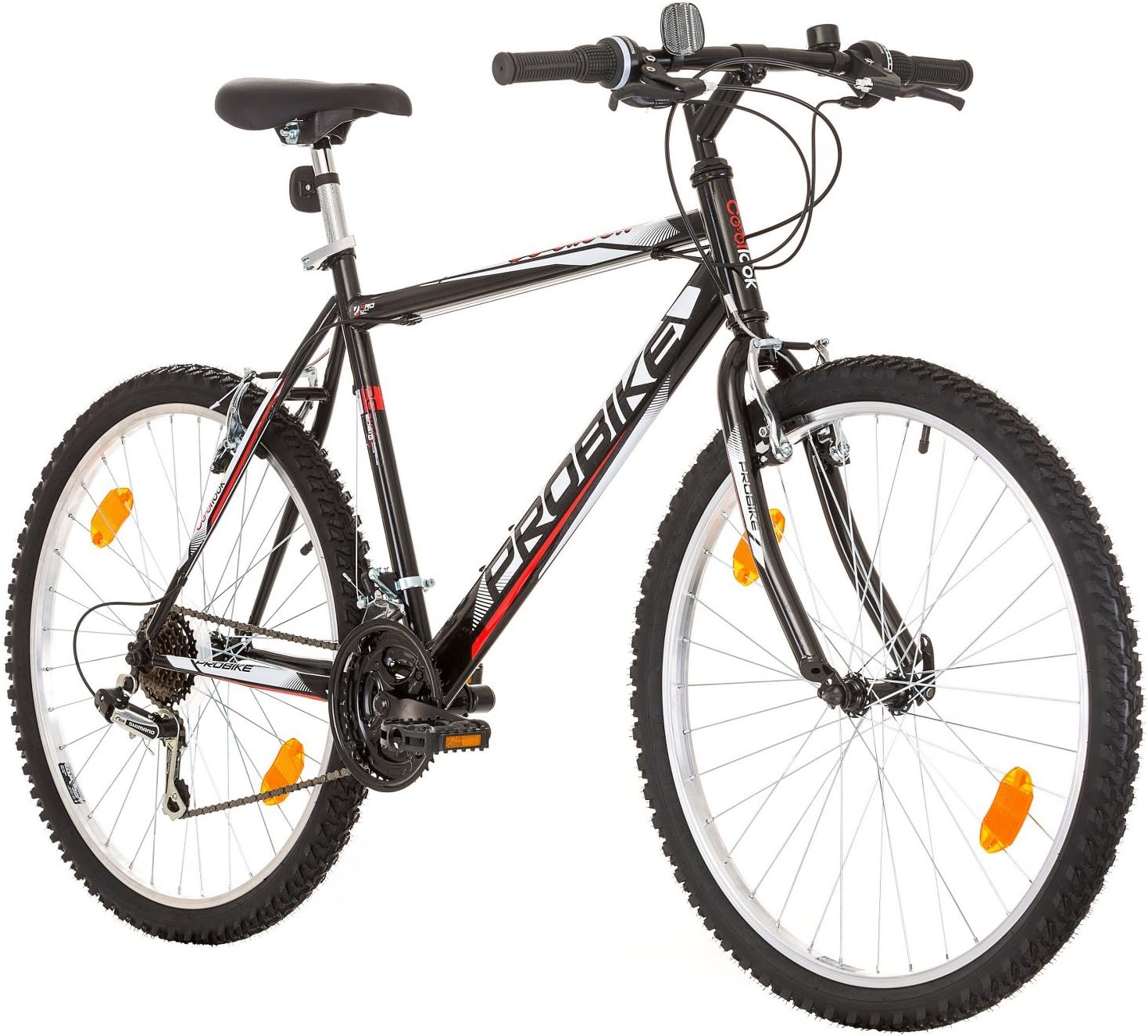 Multibrand, PROBIKE PROBIKE 26, 26x19 480mm, 26 inch, Mountain Bike, 18 speed, Mudgard Set, For Men, Black Gloss